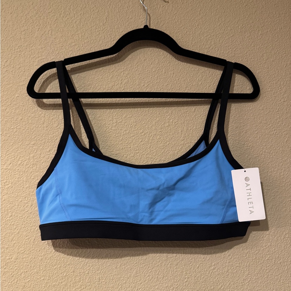 Athleta Square Neck Sports Bra – Size L – NWT – Blue/Black – Retail $49
